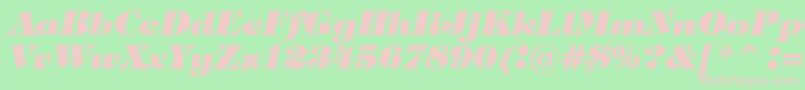 フォントTiffanyHeavyItalicBt – 緑の背景にピンクのフォント