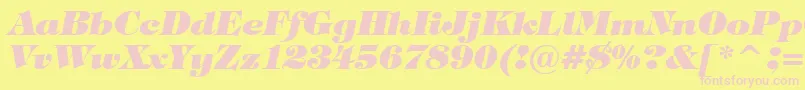 TiffanyHeavyItalicBt-fontti – vaaleanpunaiset fontit keltaisella taustalla