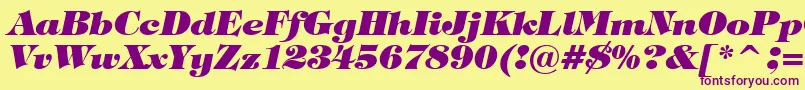 フォントTiffanyHeavyItalicBt – 紫色のフォント、黄色の背景