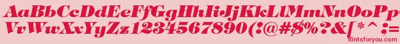 フォントTiffanyHeavyItalicBt – ピンクの背景に赤い文字