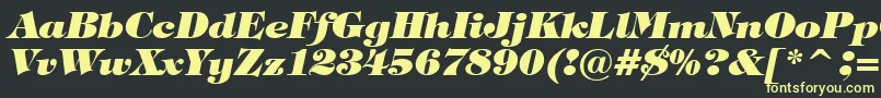 TiffanyHeavyItalicBt-fontti – keltaiset fontit mustalla taustalla