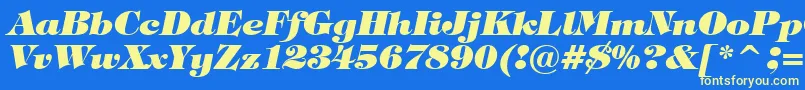 フォントTiffanyHeavyItalicBt – 黄色の文字、青い背景