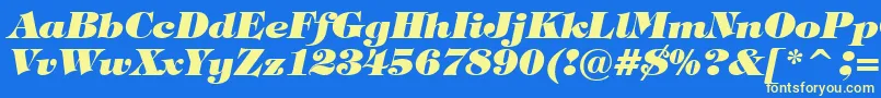 TiffanyHeavyItalicBt Font – Yellow Fonts on Blue Background