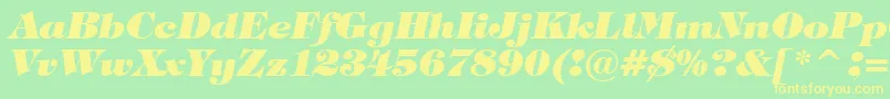 TiffanyHeavyItalicBt-Schriftart – Gelbe Schriften auf grünem Hintergrund