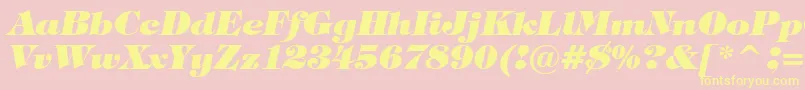 TiffanyHeavyItalicBt Font – Yellow Fonts on Pink Background