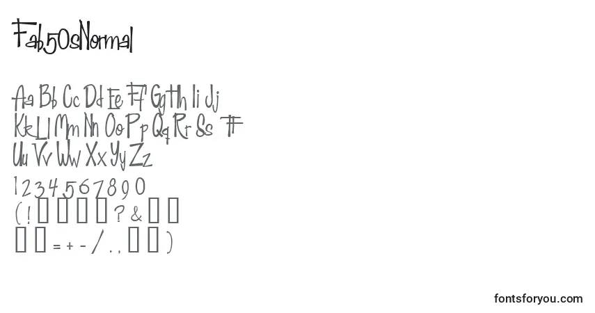 Czcionka Fab50sNormal – alfabet, cyfry, specjalne znaki