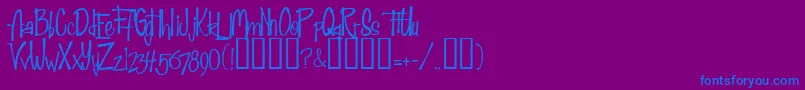 Fab50sNormal-Schriftart – Blaue Schriften auf violettem Hintergrund