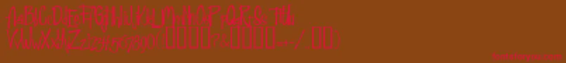 Fab50sNormal-Schriftart – Rote Schriften auf braunem Hintergrund