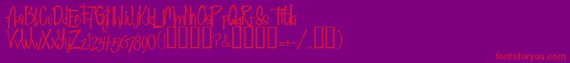 Fab50sNormal-Schriftart – Rote Schriften auf violettem Hintergrund