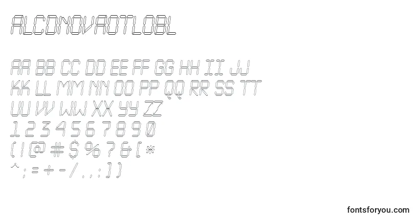 Czcionka ALcdnovaotlobl – alfabet, cyfry, specjalne znaki