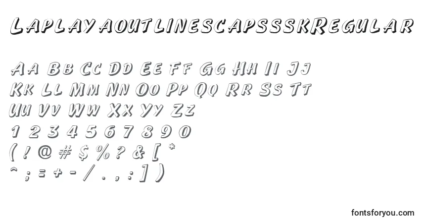 A fonte LaplayaoutlinescapssskRegular – alfabeto, números, caracteres especiais