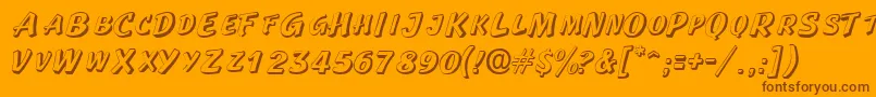 Więcej informacji o czcionce LaplayaoutlinescapssskRegular Czcionka LaplayaoutlinescapssskRegular – brązowe czcionki na pomarańczowym tle