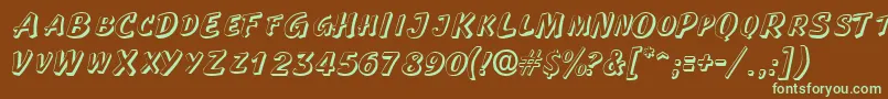 フォントLaplayaoutlinescapssskRegular – 緑色の文字が茶色の背景にあります。