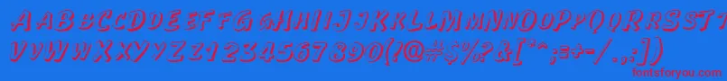 LaplayaoutlinescapssskRegular Font – Red Fonts on Blue Background