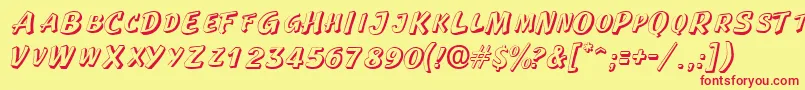 LaplayaoutlinescapssskRegular Font – Red Fonts on Yellow Background