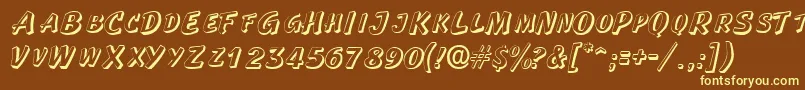 Шрифт LaplayaoutlinescapssskRegular – жёлтые шрифты на коричневом фоне
