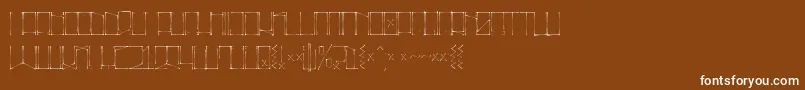 Suecoslocos-Schriftart – Weiße Schriften auf braunem Hintergrund