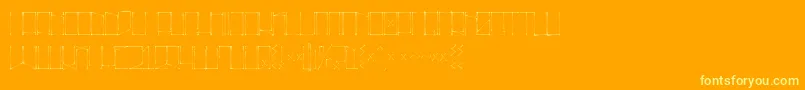 Suecoslocos-Schriftart – Gelbe Schriften auf orangefarbenem Hintergrund