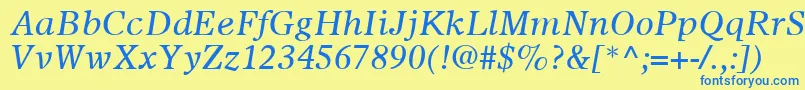 OlympianLtItalic Font – Blue Fonts on Yellow Background