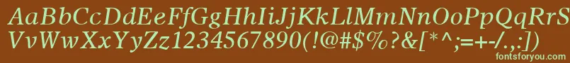 OlympianLtItalic Font – Green Fonts on Brown Background