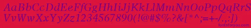 OlympianLtItalic Font – Purple Fonts on Red Background