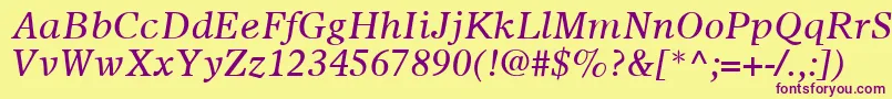 OlympianLtItalic Font – Purple Fonts on Yellow Background