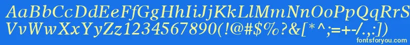 OlympianLtItalic Font – Yellow Fonts on Blue Background