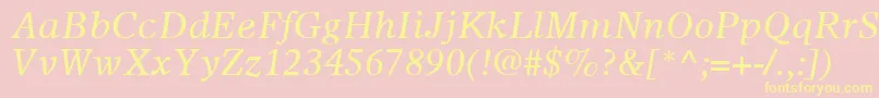 OlympianLtItalic Font – Yellow Fonts on Pink Background