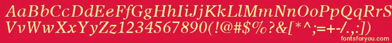 OlympianLtItalic Font – Yellow Fonts on Red Background