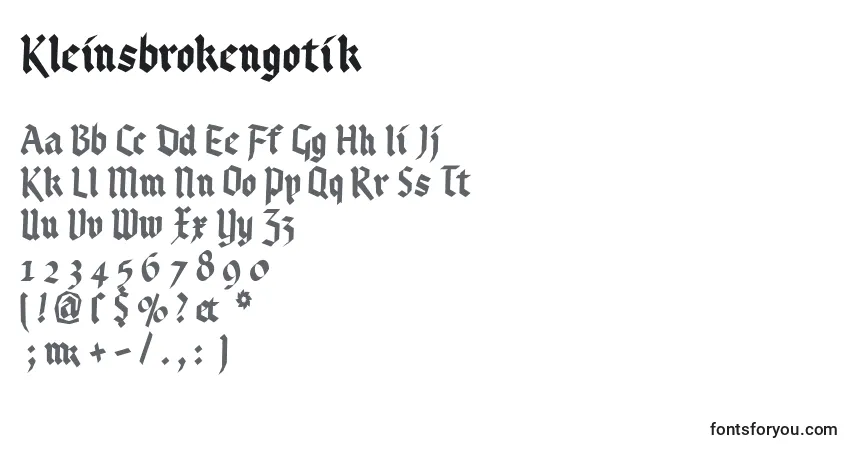 Schriftart Kleinsbrokengotik – Alphabet, Zahlen, spezielle Symbole
