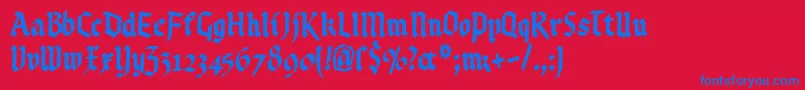 Kleinsbrokengotik Font – Blue Fonts on Red Background