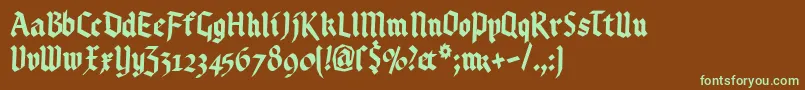 Kleinsbrokengotik-Schriftart – Grüne Schriften auf braunem Hintergrund