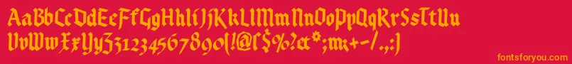 Kleinsbrokengotik Font – Orange Fonts on Red Background