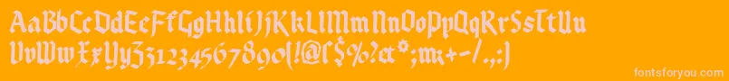 Kleinsbrokengotik-Schriftart – Rosa Schriften auf orangefarbenem Hintergrund