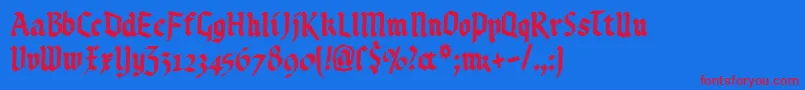 Kleinsbrokengotik Font – Red Fonts on Blue Background