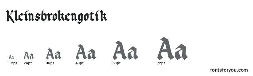 Размеры шрифта Kleinsbrokengotik