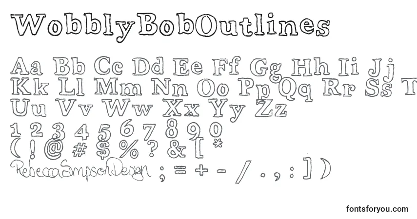 WobblyBobOutlines Font – alphabet, numbers, special characters