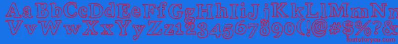 WobblyBobOutlines-Schriftart – Rote Schriften auf blauem Hintergrund