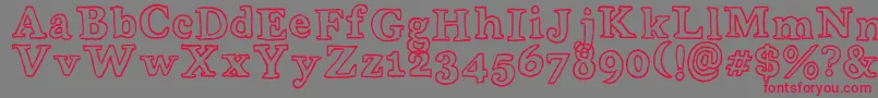 フォントWobblyBobOutlines – 赤い文字の灰色の背景