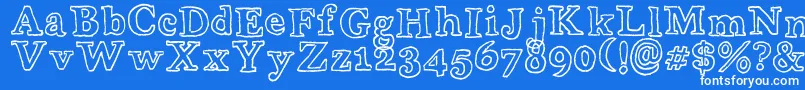 WobblyBobOutlines Font – White Fonts on Blue Background