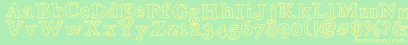 More about WobblyBobOutlines Font WobblyBobOutlines Font – Yellow Fonts on Green Background