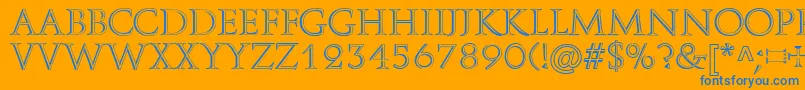 A850DecoRegular-Schriftart – Blaue Schriften auf orangefarbenem Hintergrund