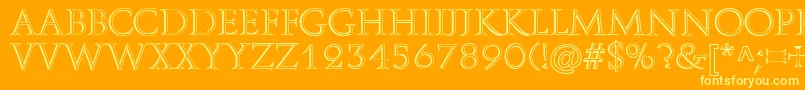 A850DecoRegular-Schriftart – Gelbe Schriften auf orangefarbenem Hintergrund