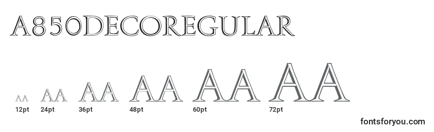 A850DecoRegular Font Sizes