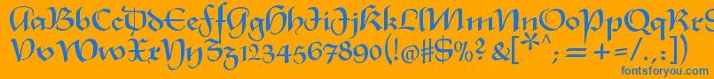 Xmasterpiece Font – Blue Fonts on Orange Background