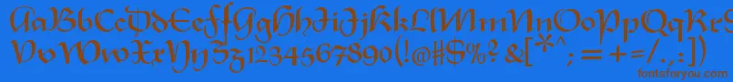 Fonte Xmasterpiece – fontes marrons em um fundo azul