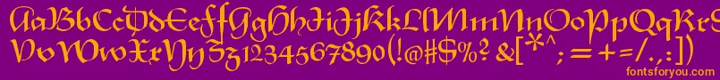 Шрифт Xmasterpiece – оранжевые шрифты на фиолетовом фоне