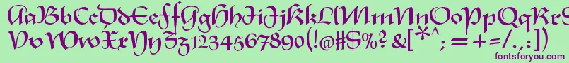 Шрифт Xmasterpiece – фиолетовые шрифты на зелёном фоне