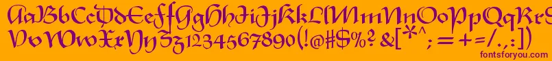 Xmasterpiece-Schriftart – Violette Schriften auf orangefarbenem Hintergrund