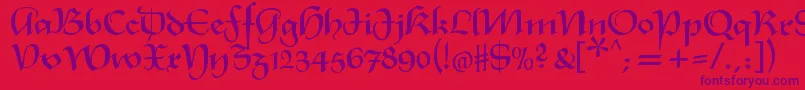 Шрифт Xmasterpiece – фиолетовые шрифты на красном фоне